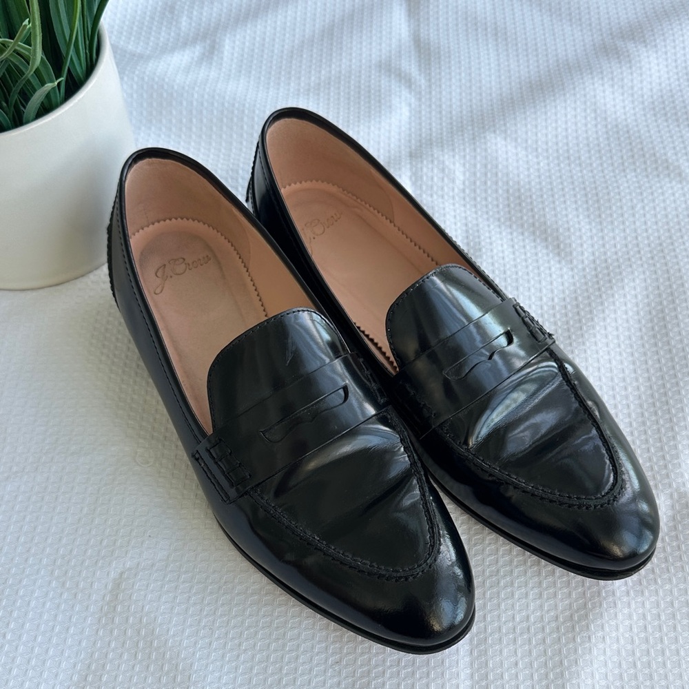 J. Crew Black Leather Academy Penny Loafers - Picture 2 of 8